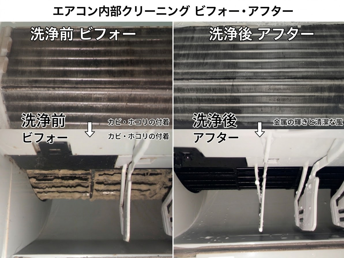 エアコンクリーニング施工事例 ビフォーアフター