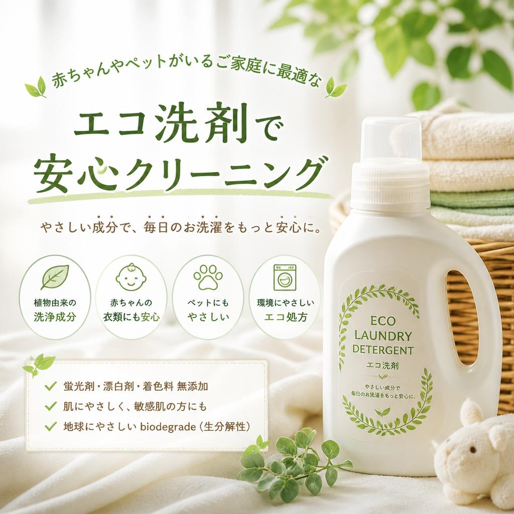 赤ちゃんやペットがいるご家庭に最適なエコ洗剤で安心クリーニング