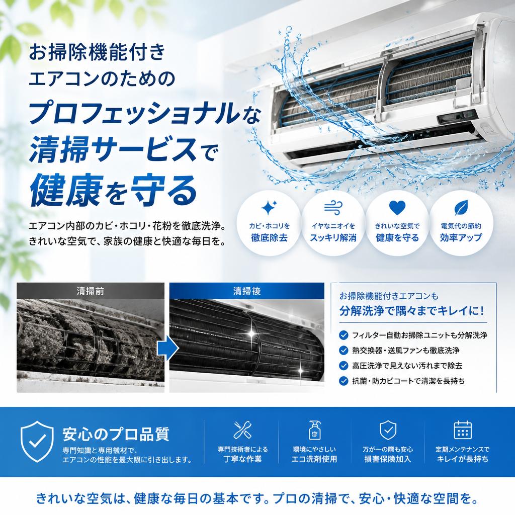 お掃除機能付きエアコンのためのプロフェッショナルな清掃サービスで健康を守る