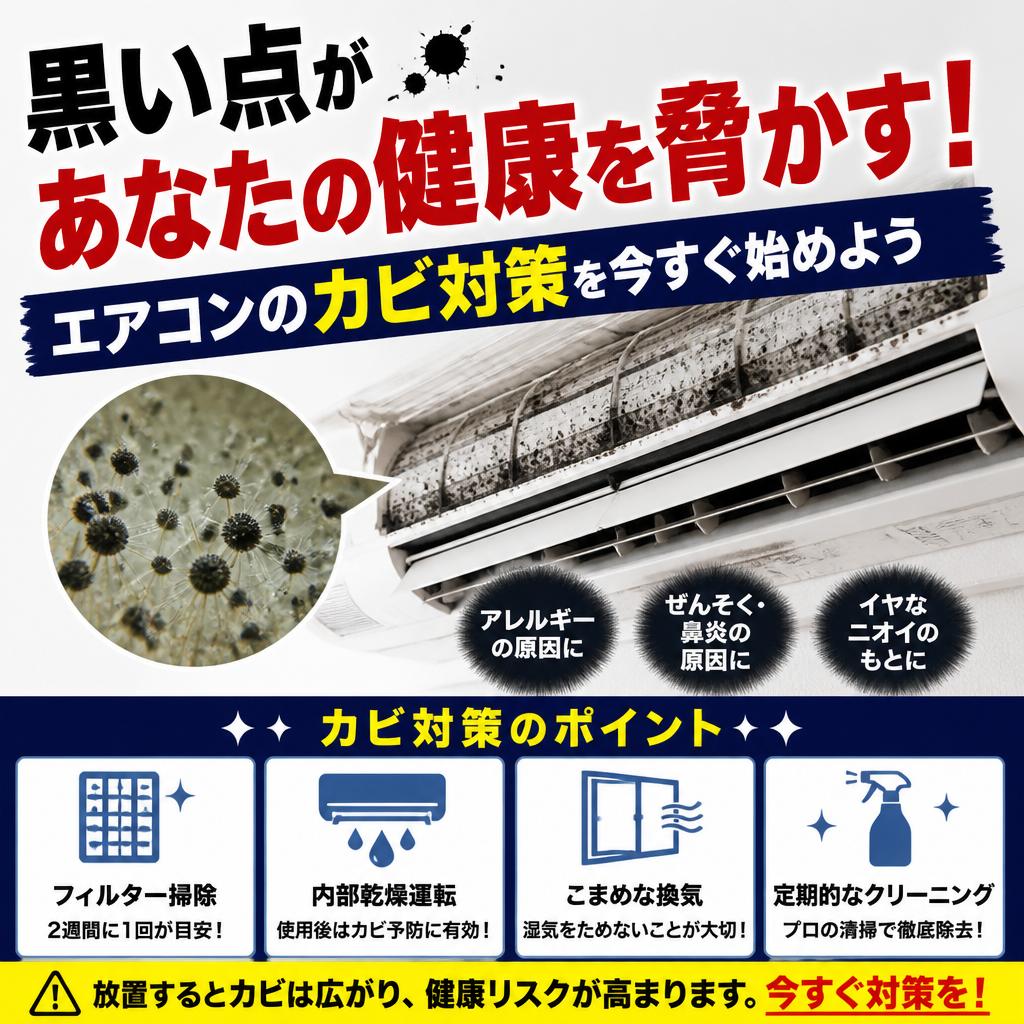 黒い点があなたの健康を脅かす！エアコンのカビ対策を今すぐ始めよう