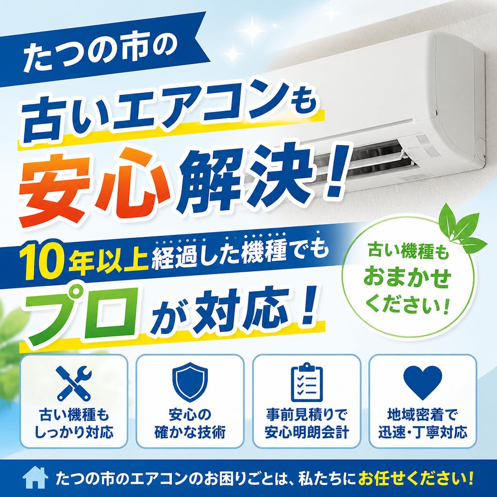 たつの市の古いエアコンも安心解決！10年以上経過した機種でもプロが対応！