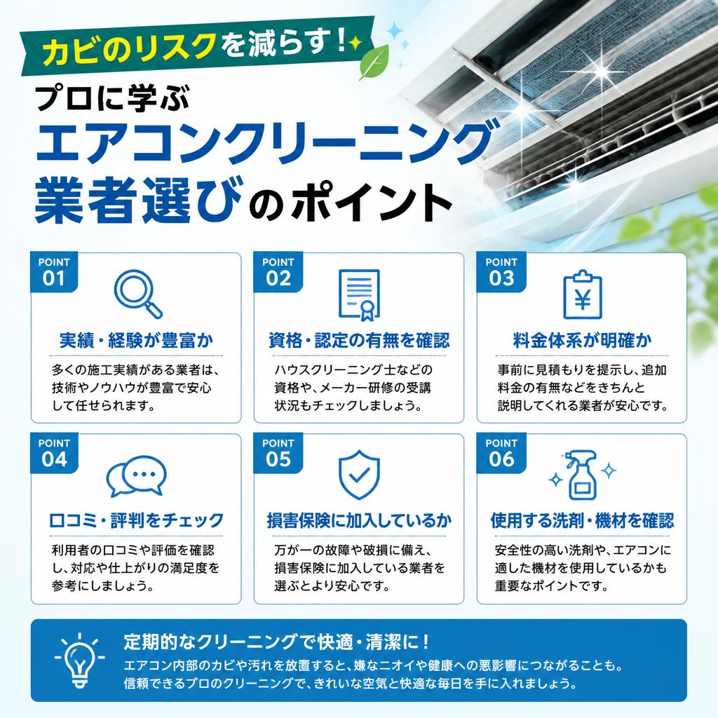 カビのリスクを減らす！プロに学ぶエアコンクリーニング業者選びのポイント