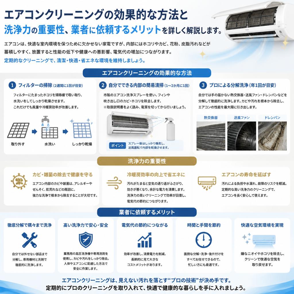 洗浄力で差がつくエアコンクリーニング