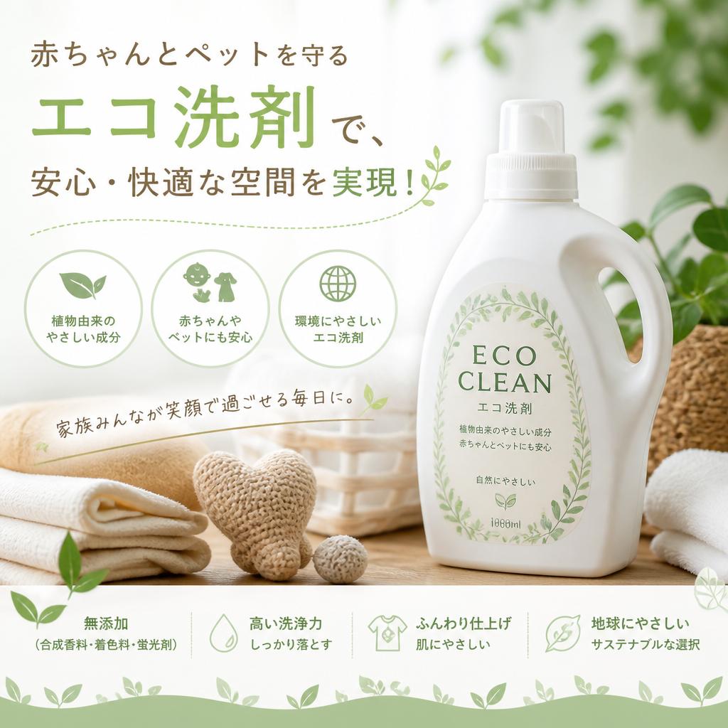赤ちゃんとペットを守るエコ洗剤で、安心・快適な空間を実現！