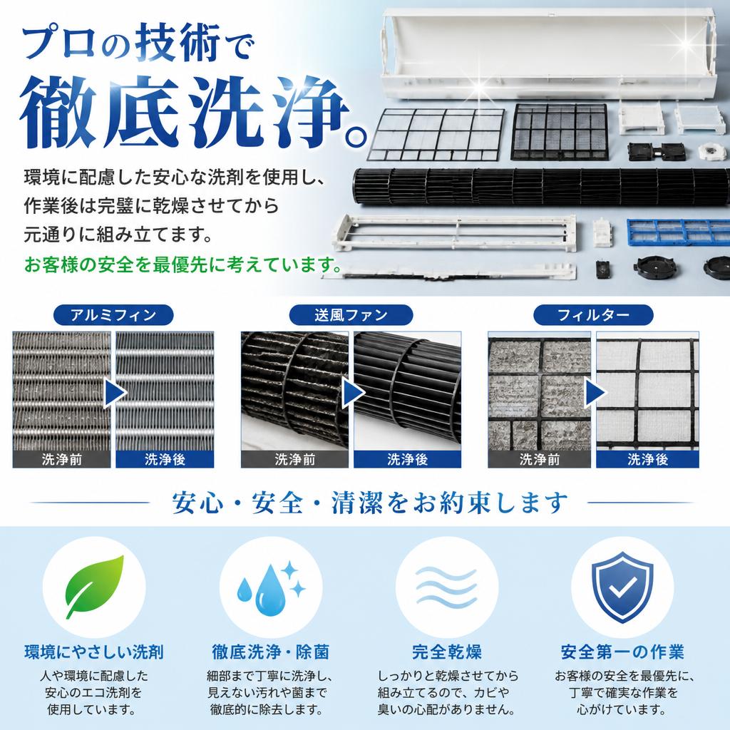 当社のエアコンクリーニングの特徴