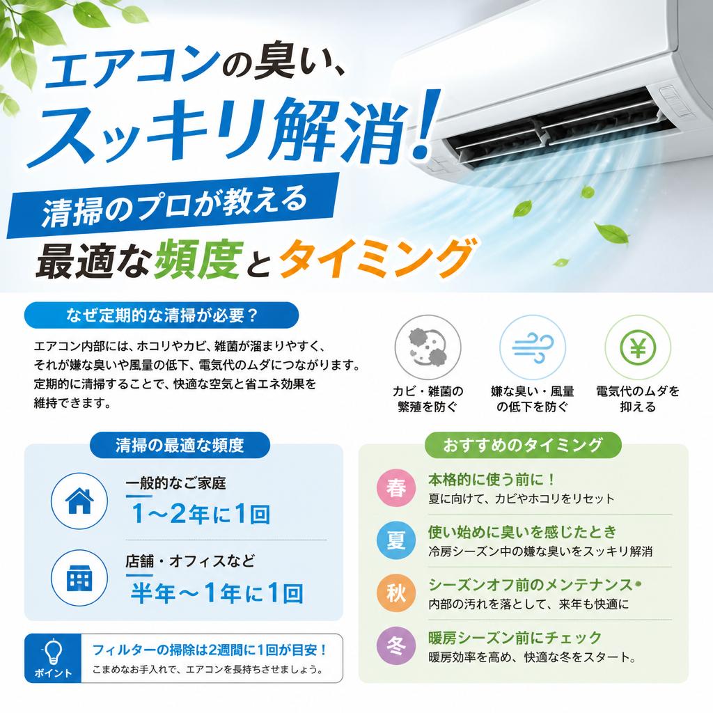 エアコンの臭い、スッキリ解消！清掃のプロが教える最適な頻度とタイミング