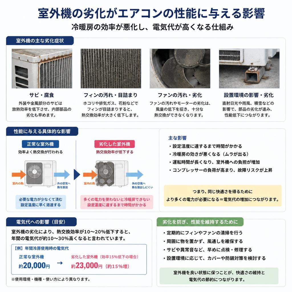 エアコンの効率低下とその影響