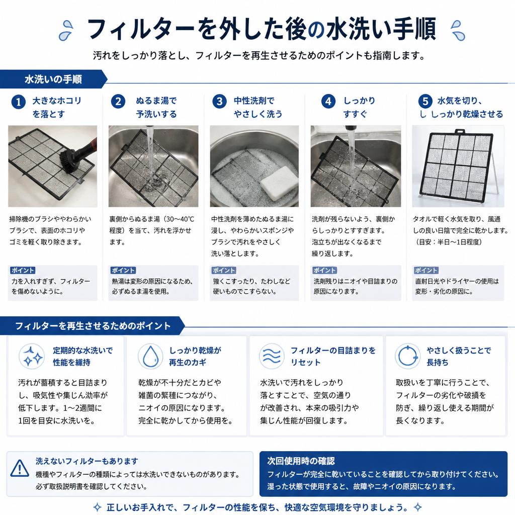 水洗いの手順も簡単
