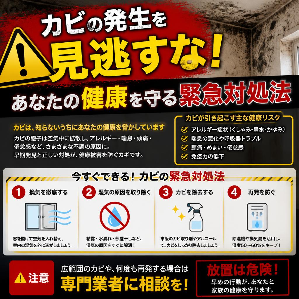 カビの発生を見逃すな！あなたの健康を守る緊急対処法