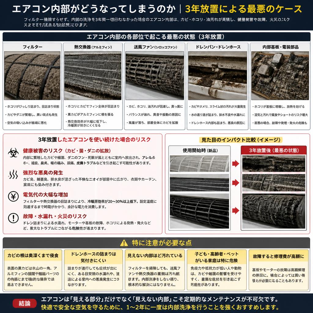 3年放置した場合の影響