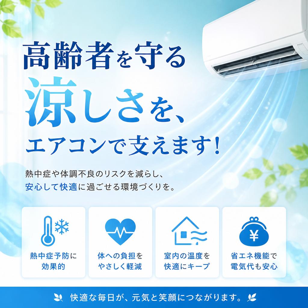 高齢者を守る涼しさを、エアコンで支えます！