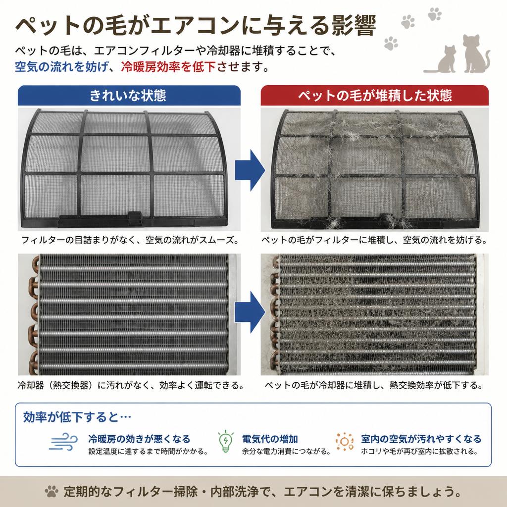ペットの毛がエアコンに与える影響とは？