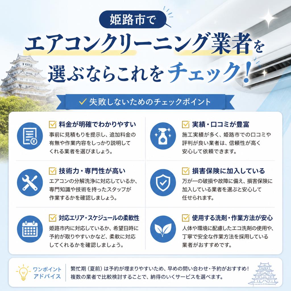 姫路市でエアコンクリーニング業者を選ぶならこれをチェック！