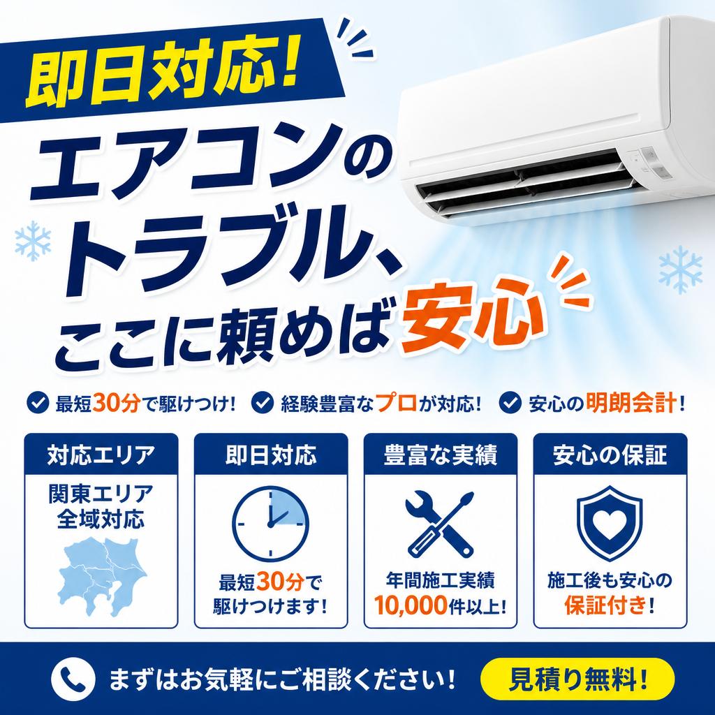 即日対応！エアコンのトラブル、ここに頼めば安心