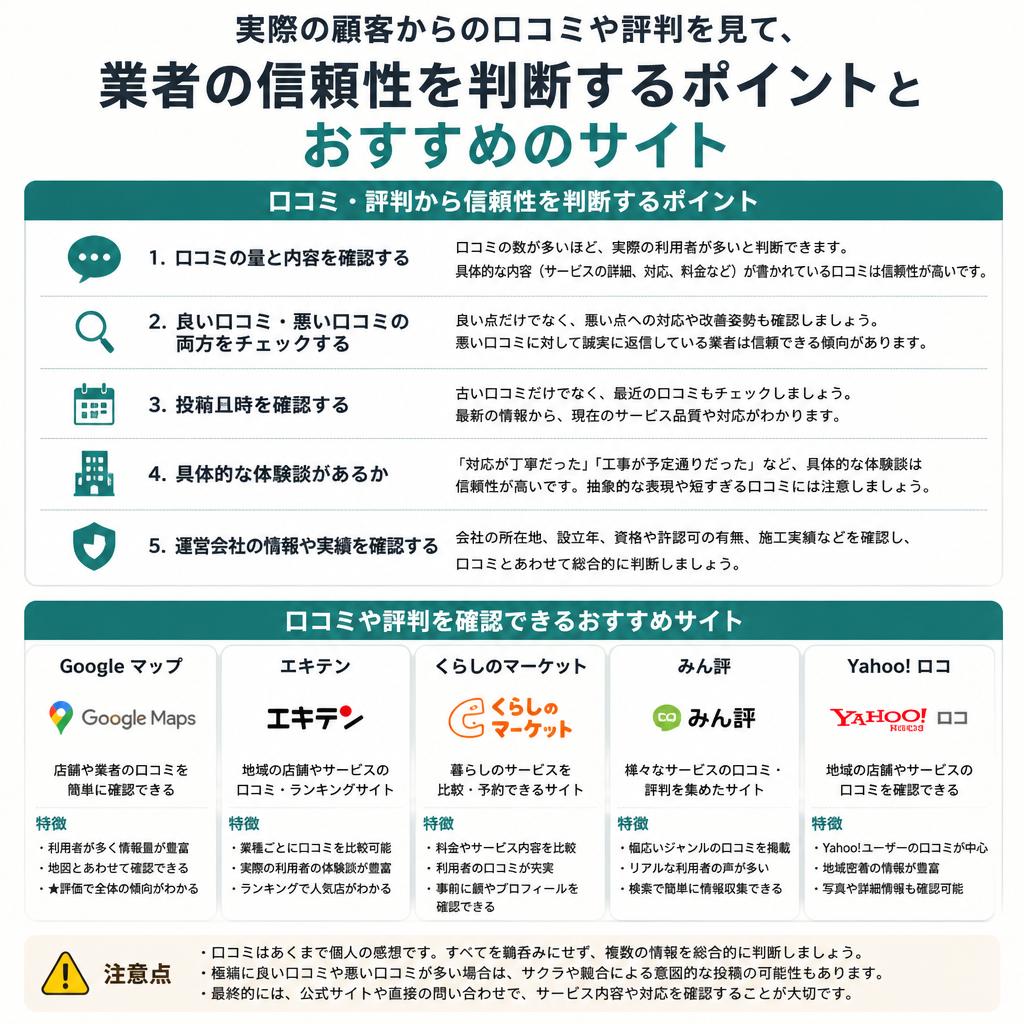 口コミや評判を利用しよう