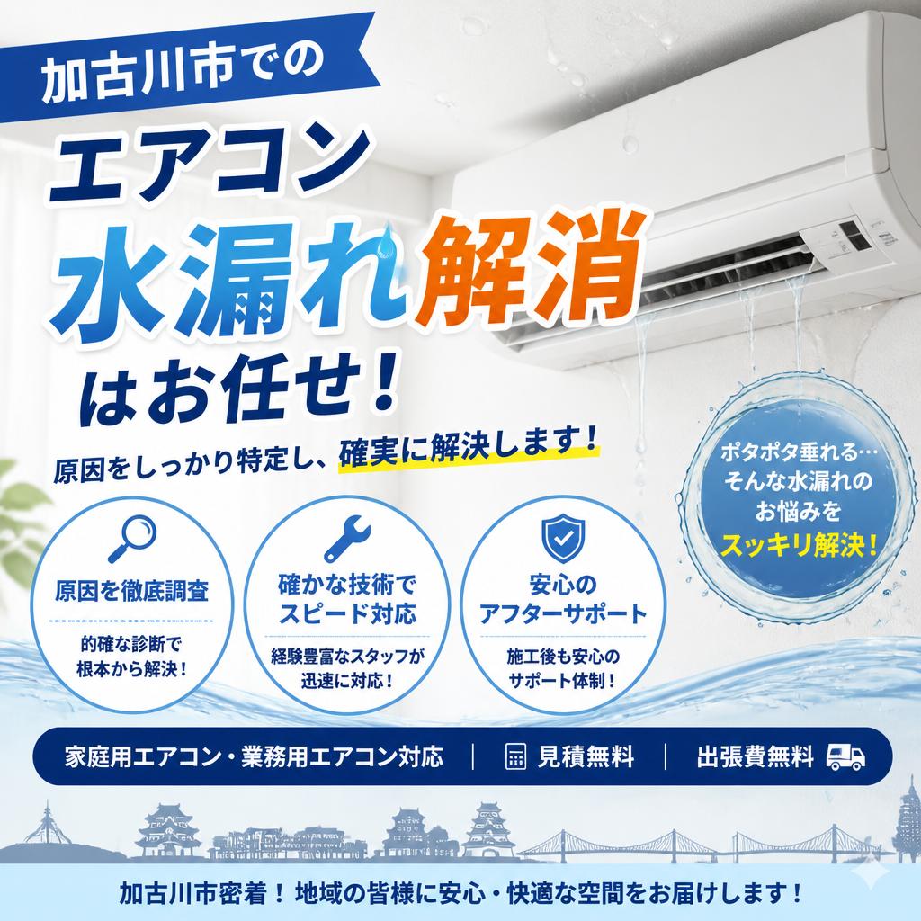 加古川市でのエアコン水漏れ解消はお任せ！