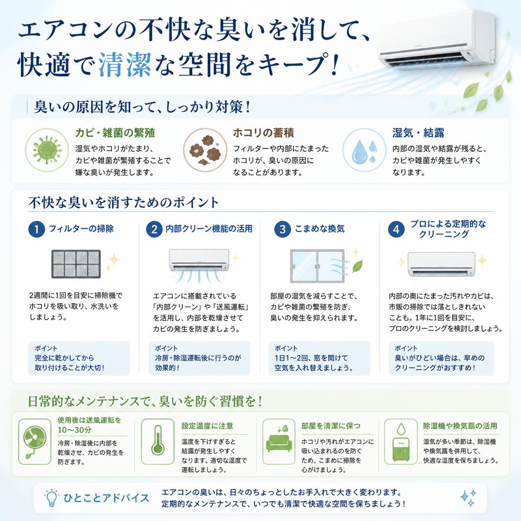 エアコンの臭い消しに役立つポイント