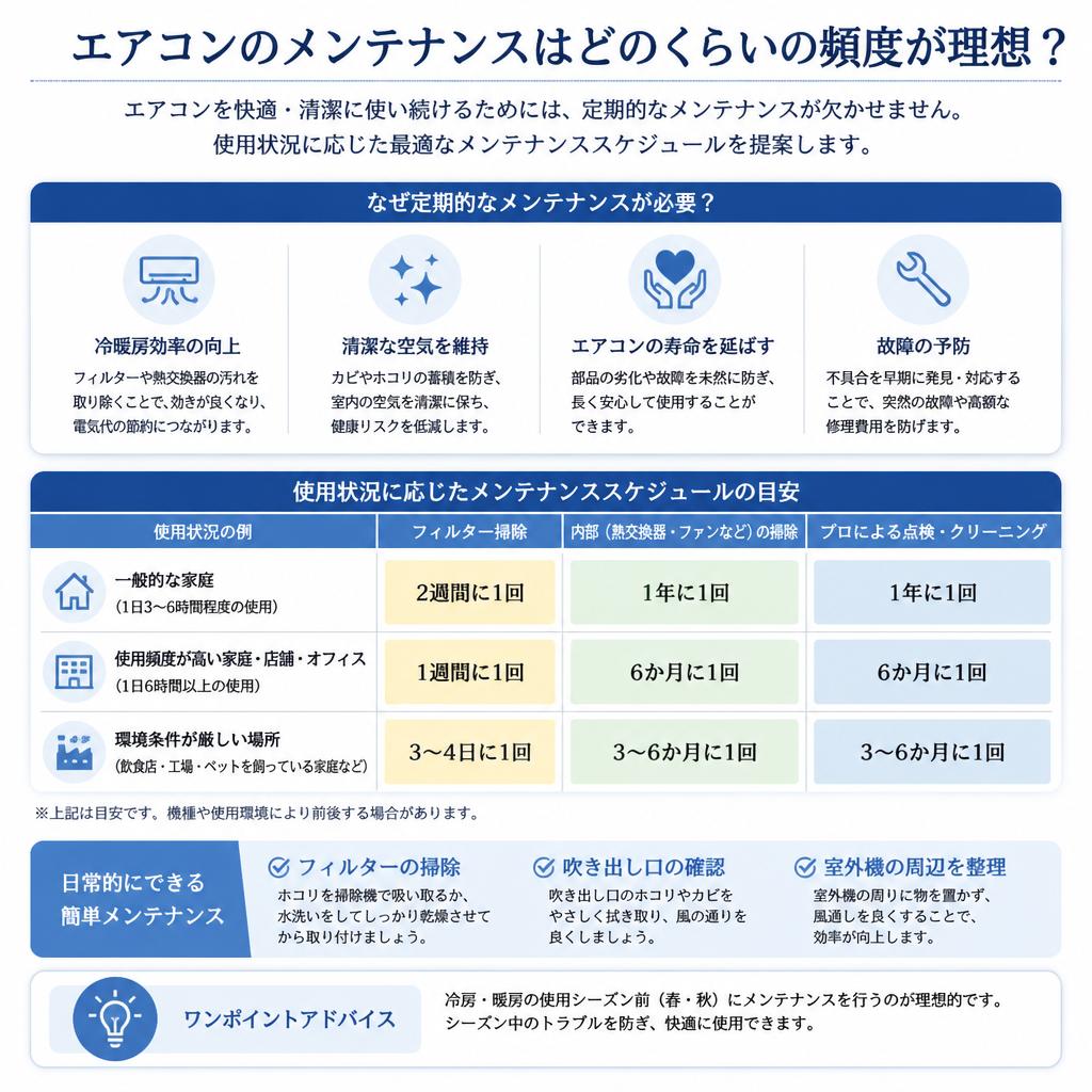 エアコンメンテナンスの推奨頻度
