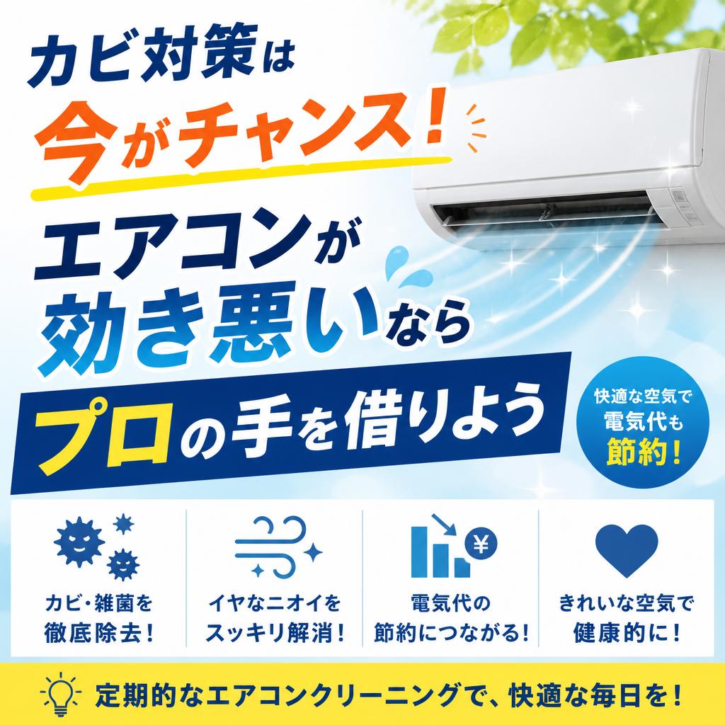 カビ対策は今がチャンス！エアコンが効き悪いならプロの手を借りよう