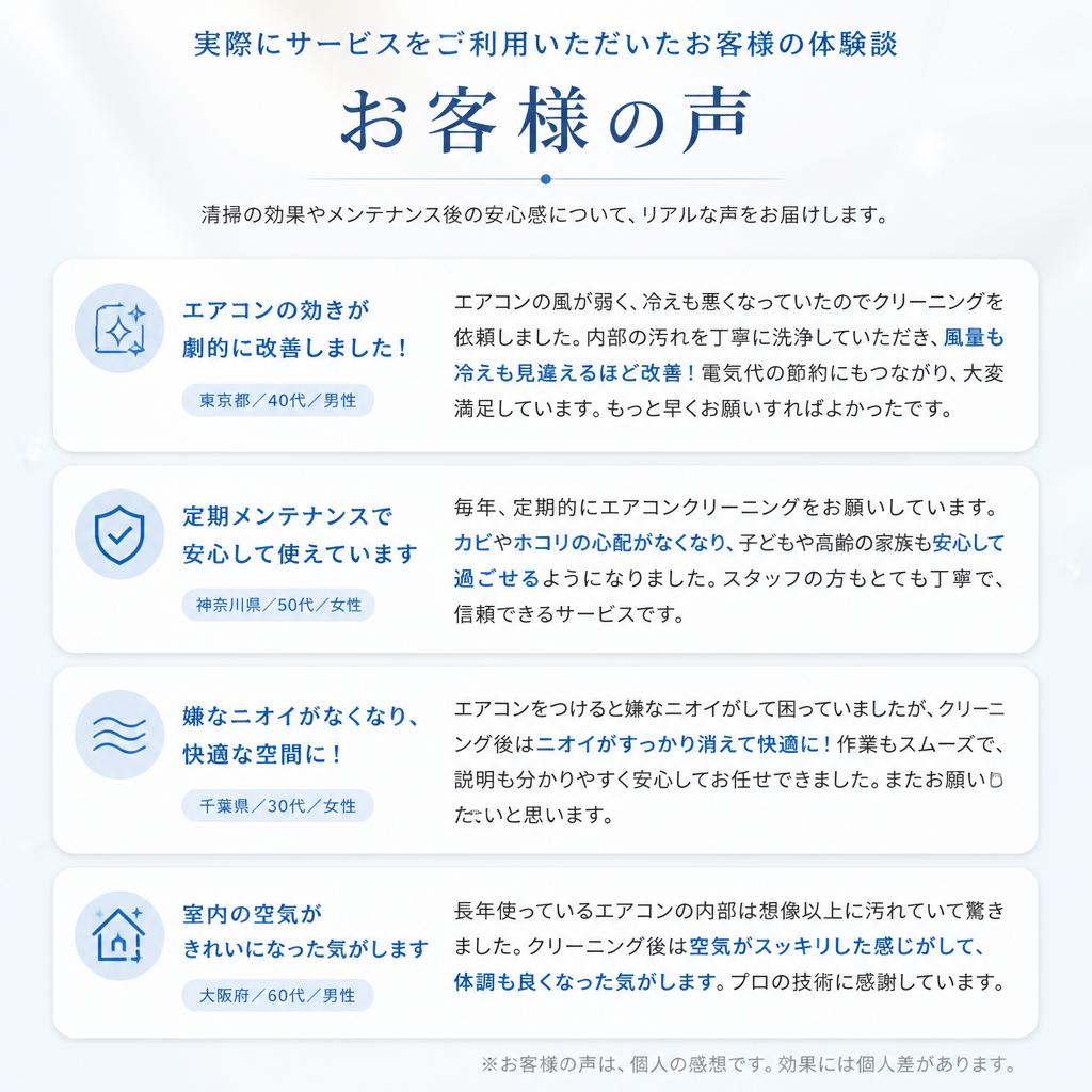 お客様の声：清掃後のご感想