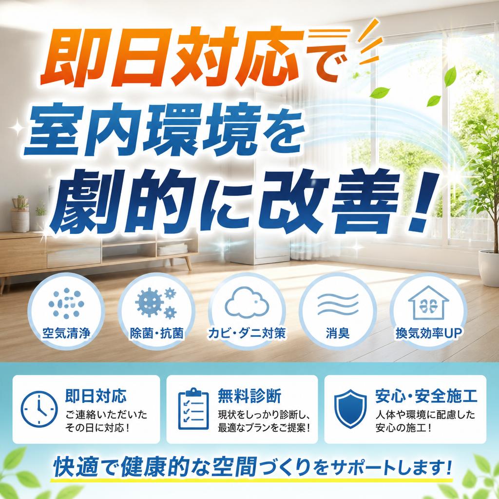 即日対応で室内環境を劇的に改善！