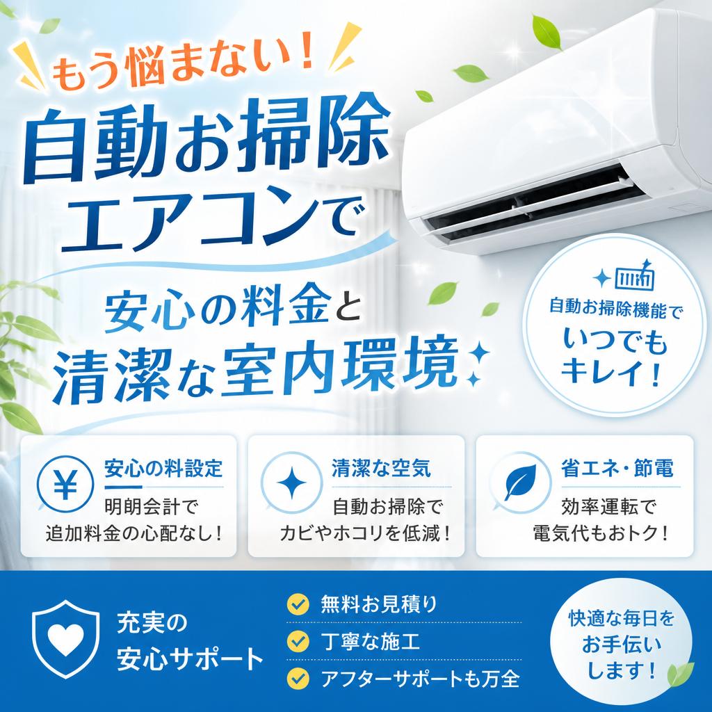 もう悩まない！自動お掃除エアコンで安心の料金と清潔な室内環境